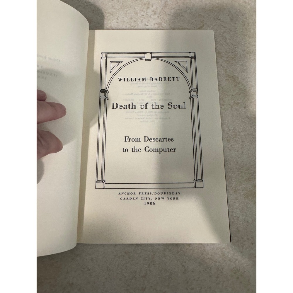 Death of the Soul William Barrett 1986 First Edition Philosophy Hardcover Book
